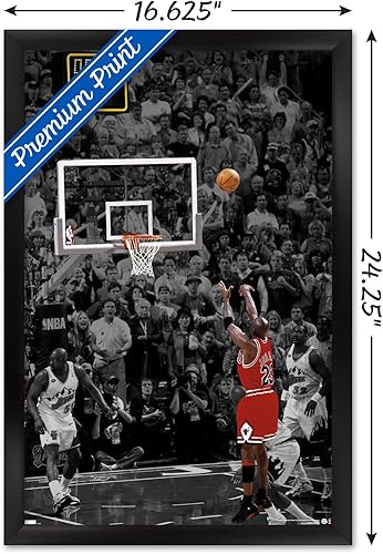 Miniatura 3 de Trends International Michael Jordan - Póster de pared The Shot, 22.4 pulgadas de largo x 14.7 pulgadas, versión enmarcada en negro