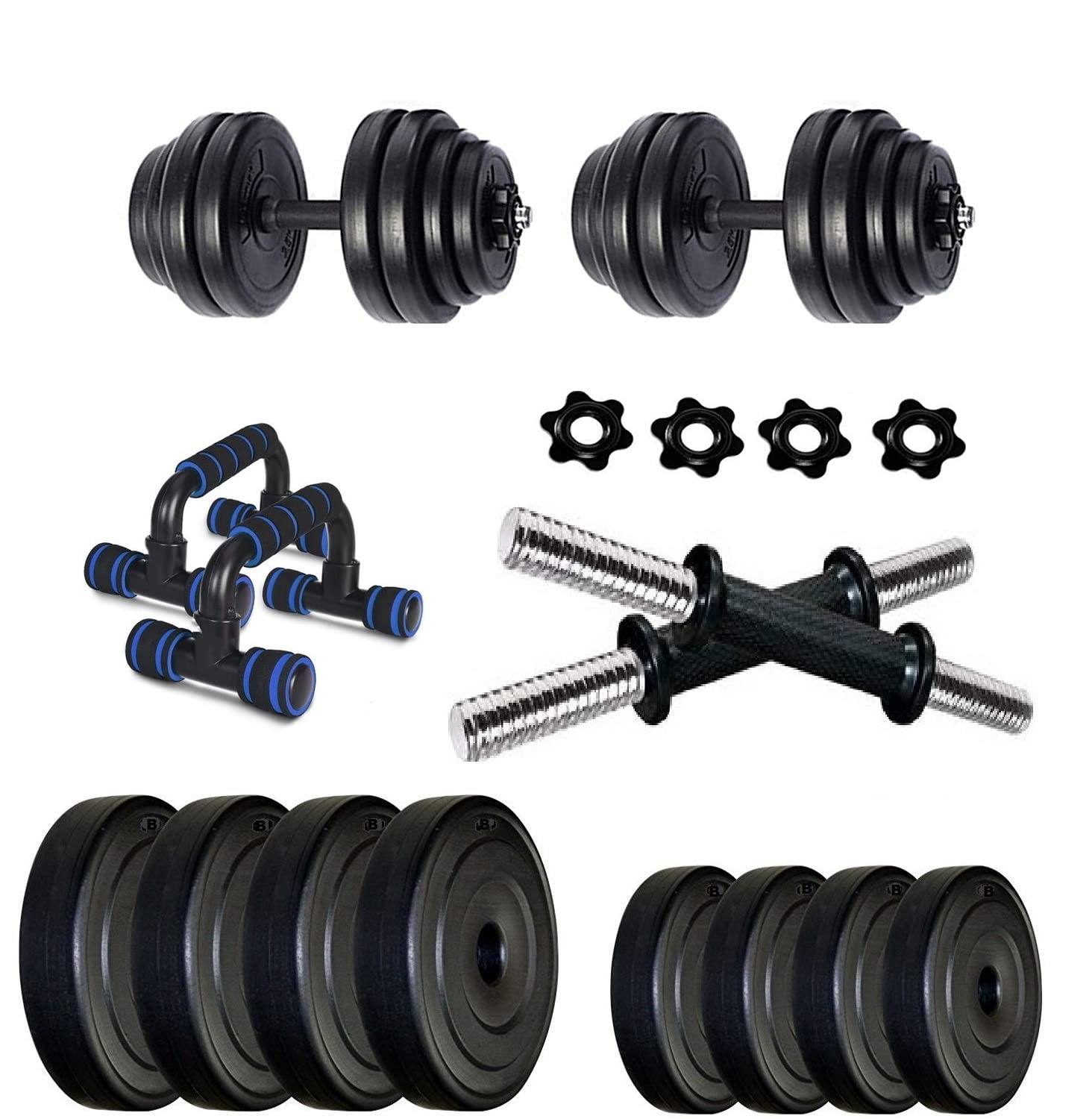 Bodyfit Dumbbell Set Adjustable Weight Plates Dumbbell Rods, Exercise Home Gym Fitness Kit, Gym Set with Push Up Bar. (20Kg Plates Set) (B0BBGL4373) Amazon Price History, Amazon Price Tracker