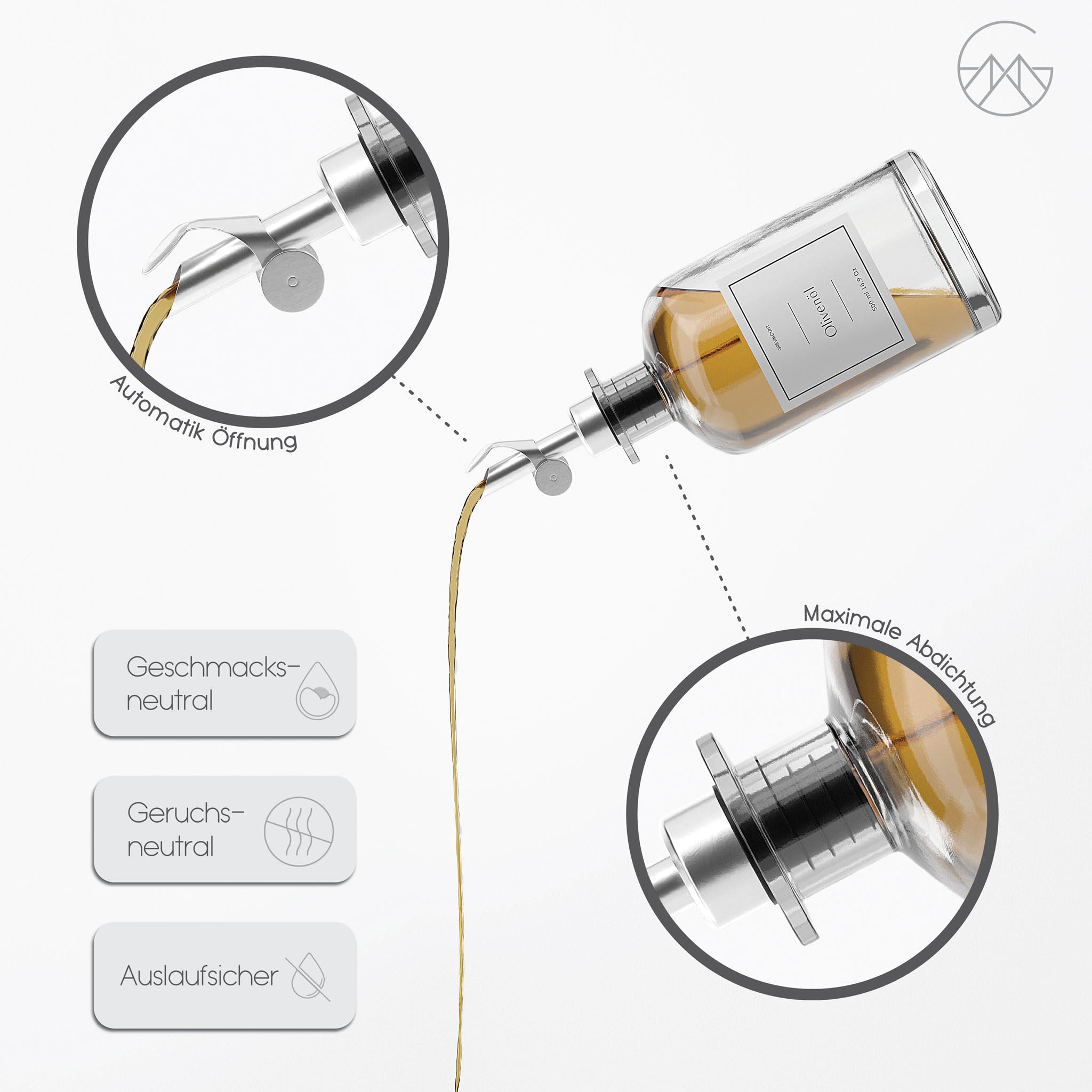 MVOLEGDE 2er Set Ölausgießer Edelstahl - Tropffrei Mit Schutzkappe