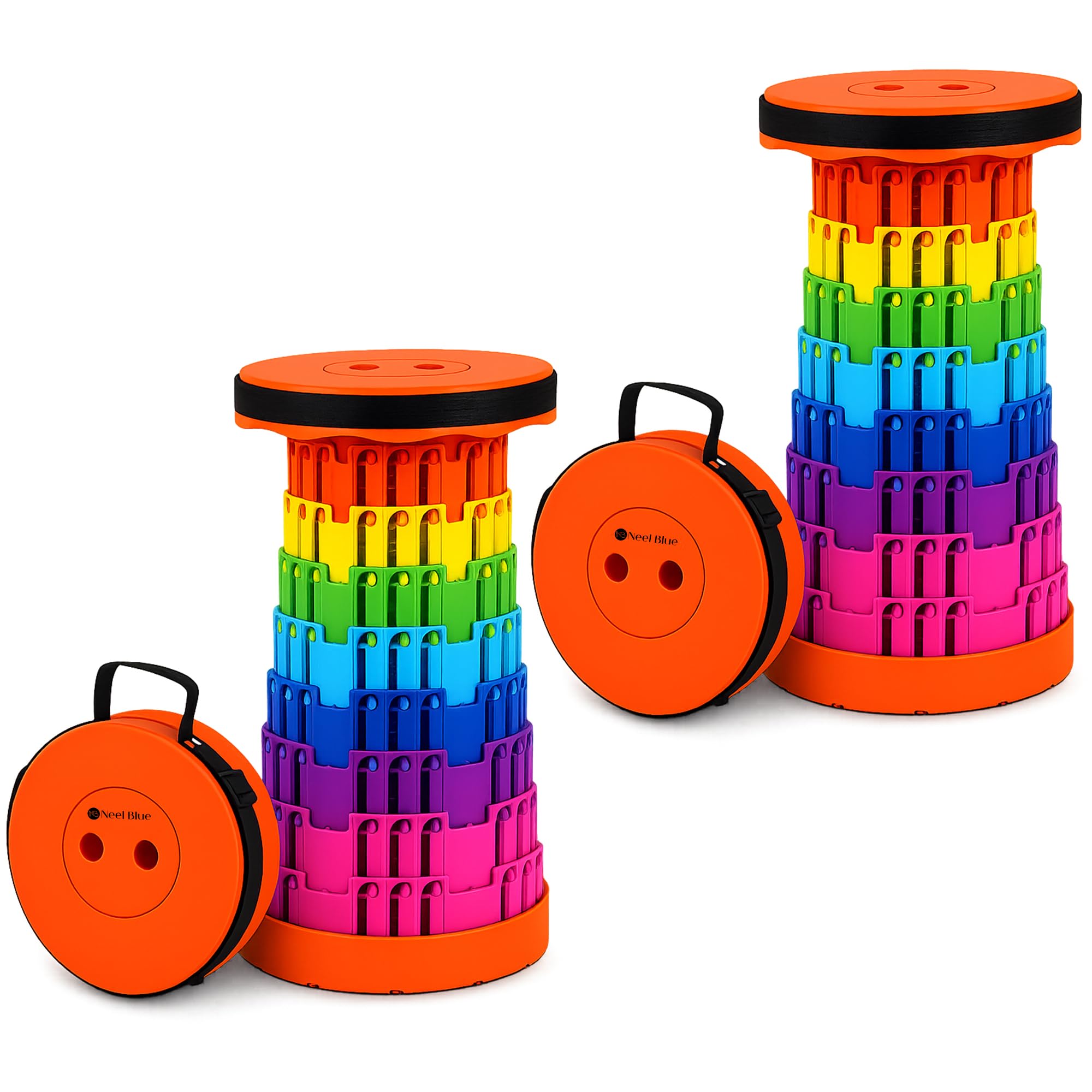 WedDecor Telescopic Retractable Folding Stool 440lbs - Rainbow Orange, 2pcs — image 1