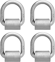 Vista 1 de Anillo en D de sujeción soldado, resistente, para remolque y camión, paquete de 4, anillo en D de 1/2 pulgada, con bolsillo para estaca, anillos