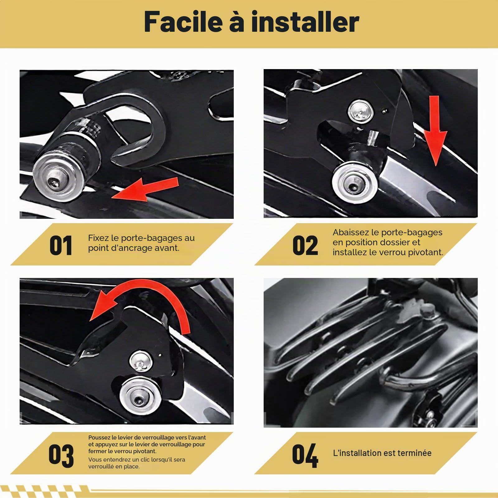 Porte-Bagages Moto, Porte-Bagages Arrière Amovible, Invisible, | Compatible avec Harley Touring à Partir de 2009-2024