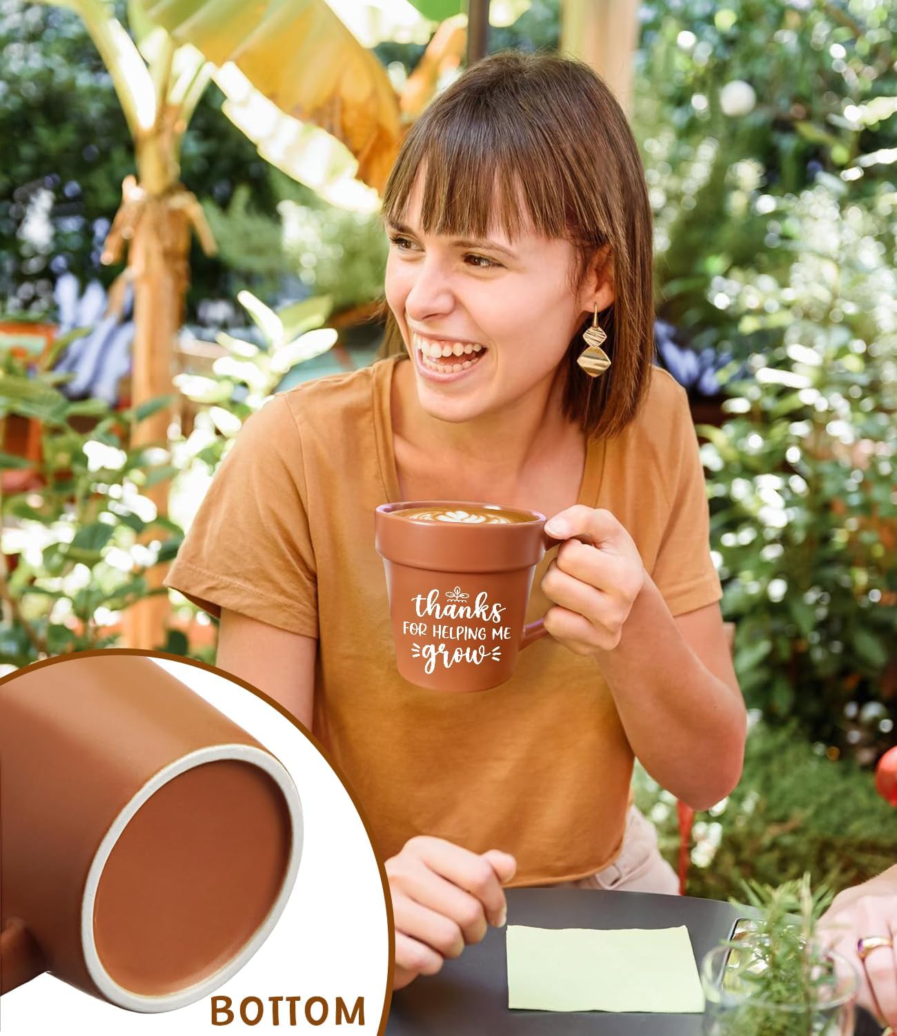 Thanks for Helping Me Grow,Teacher Appreciation Gifts,Plant Lover Coffee Mug with Metallic Shovel Ornament Spoon Christmas Back to School Gardening Garden Gifts for Teacher Mom Women - Image 6