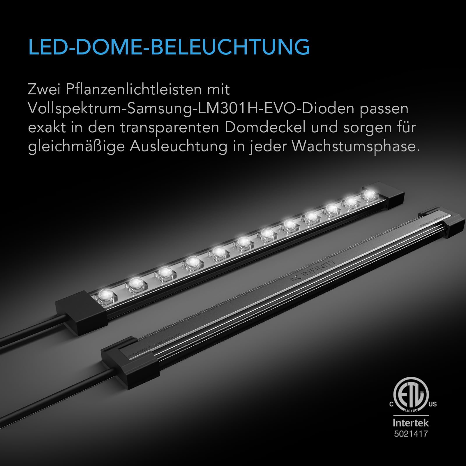 AC Infinity Feuchtigkeitskuppel, Keimset mit LED-Wachstumslichtleisten, stabile Tropfschale, 5x8 Zellen-Setzlingschale und belüftete Höhenverlängerungsplatten, für Indoor-Gartenarbeit, Samenstart
