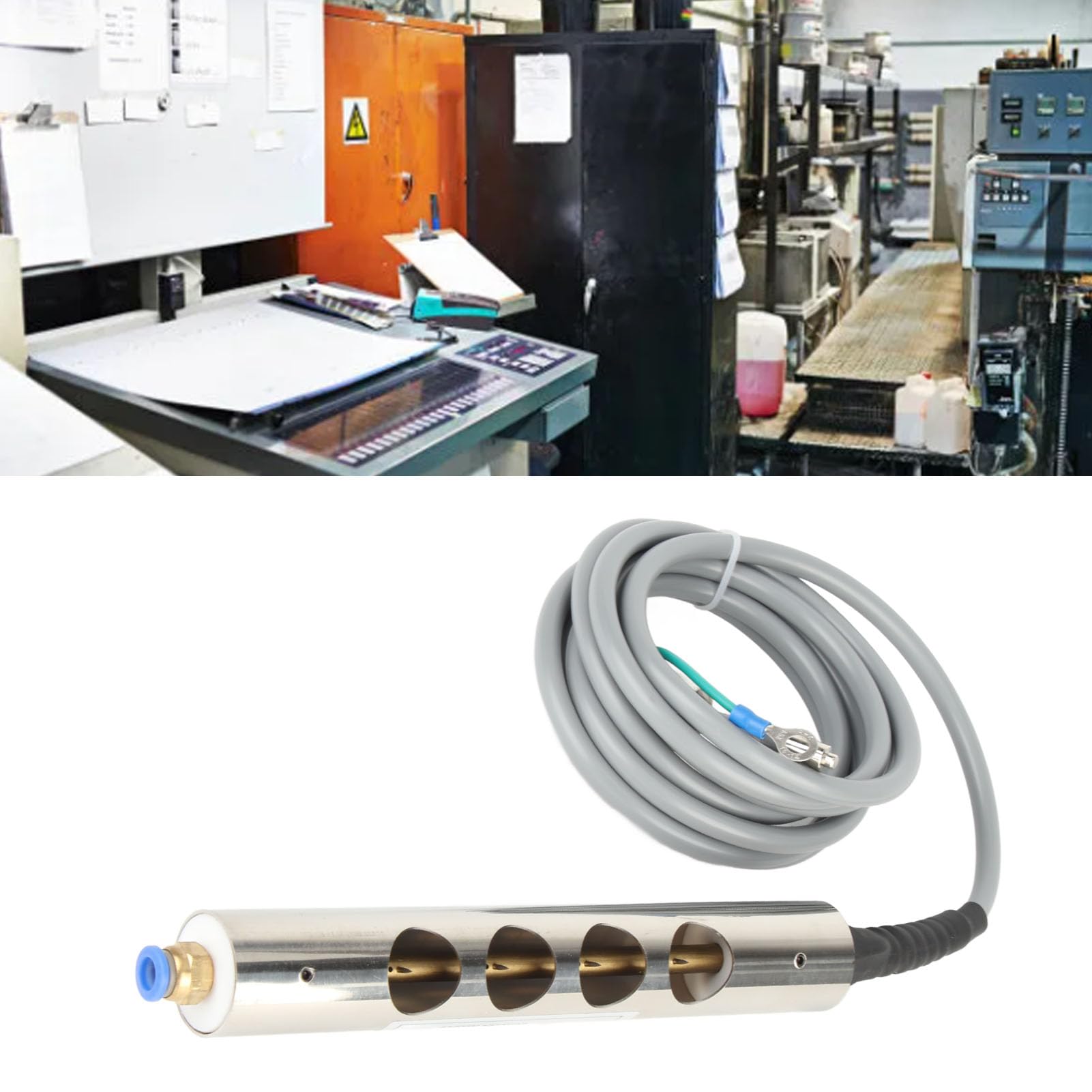 Varilla ionizante estática para eliminación eficaz de cargas electrostáticas, potencia de salida de 5,6 kV, longitud de 200 mm (7,9 pulgadas), ideal para entornos industriales y de fabricación