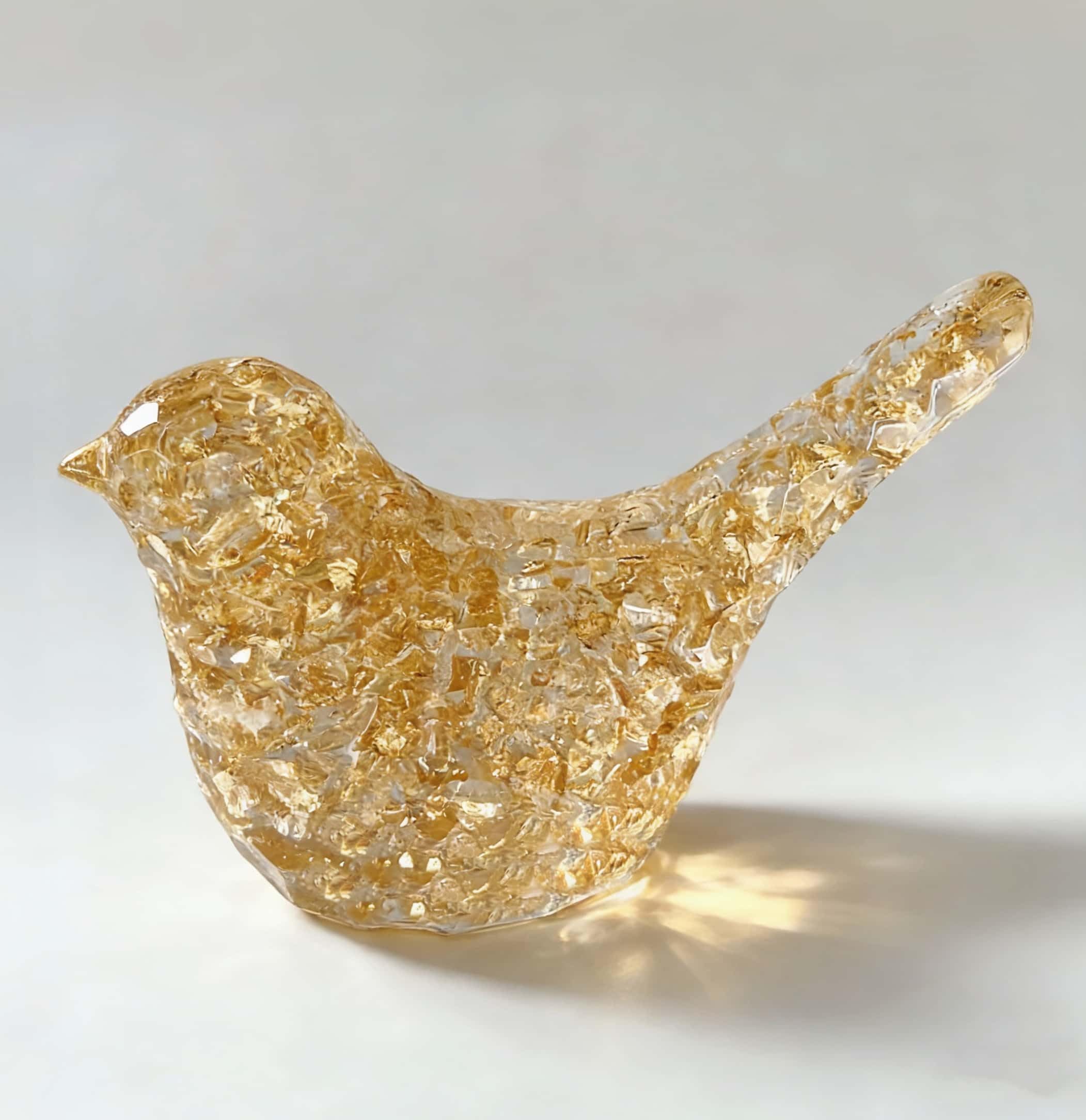 JWT Astyle Goldfoil Glitter Bird Figurines Staue Home Decor Accents,Hammered Sculpture Gifts for Bird Lovers,Knick Knacks for Shelves Bookshelf Office