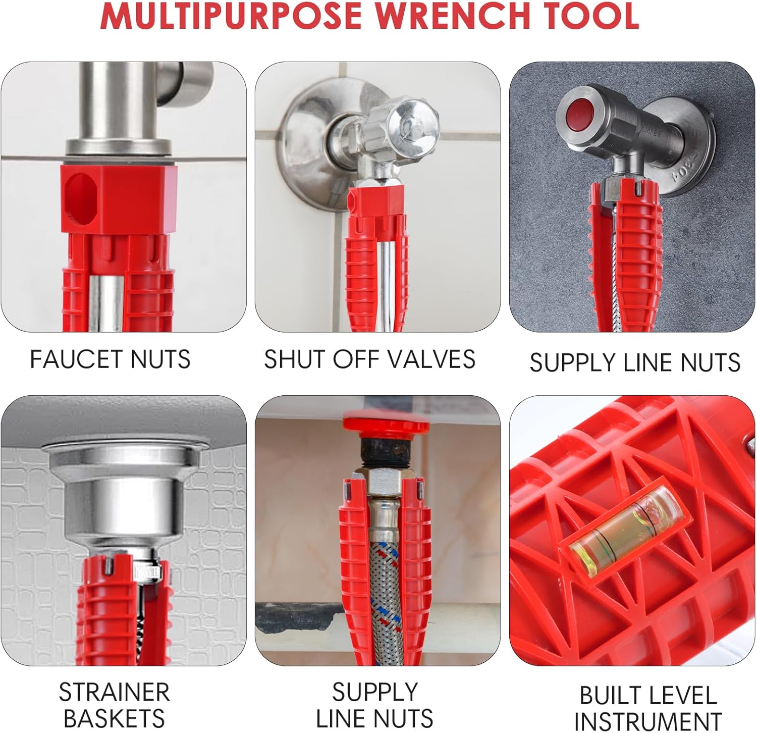 Upgrade All in One Wrench Tool for Faucet and Sink, Faucet and Sink Installer with Useful Gadgets, 25 in 1 Multifunctional Wrench Plumbing Tool for Toilet Bowl, Sink, Bathroom, Kitchen Plumbing