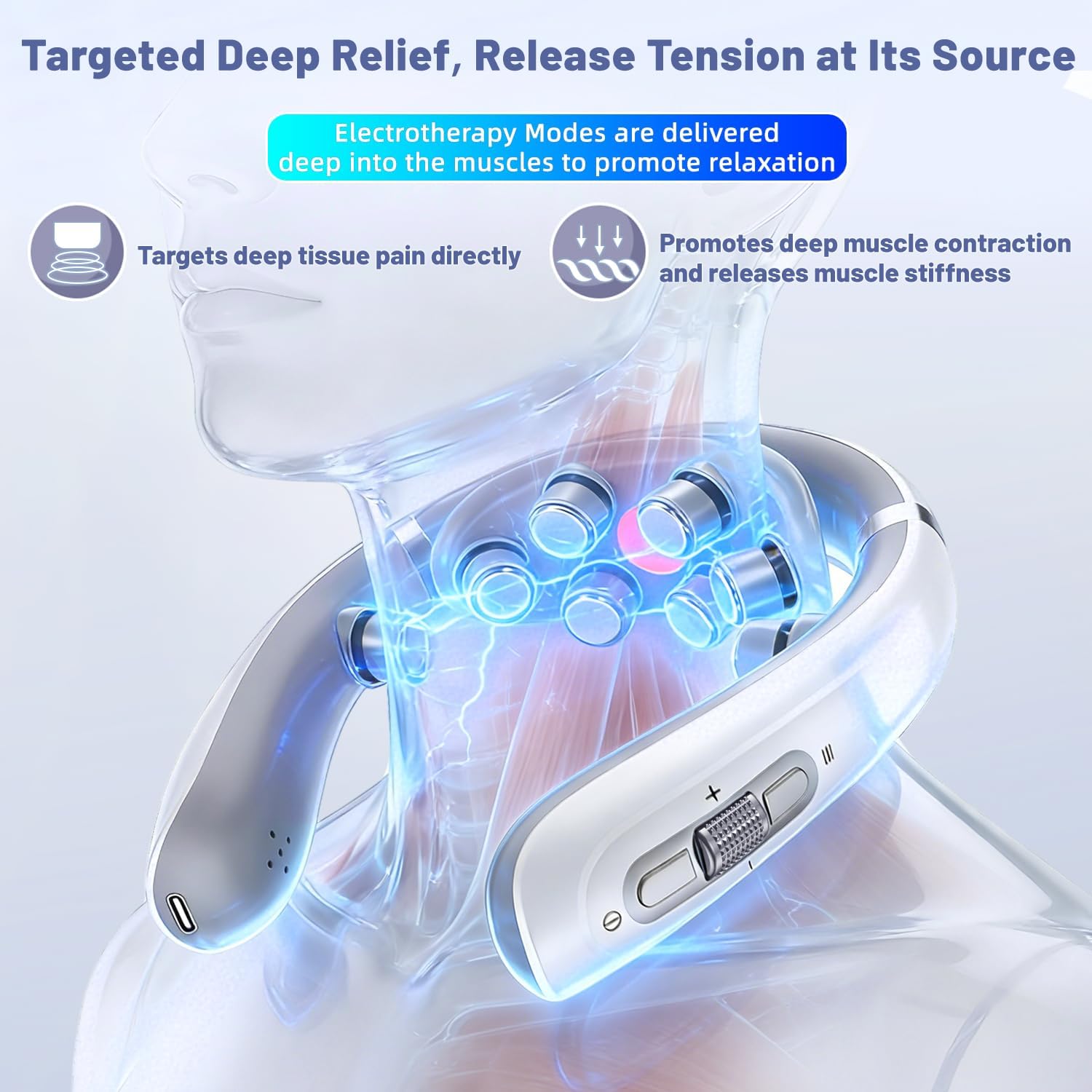 Zenopax Multi-Head Neck Massager with Heat, 10 Modes &16 Intensities, 100 to109°F, Electric Neck Massager for Pain Relief and Deep Relaxation