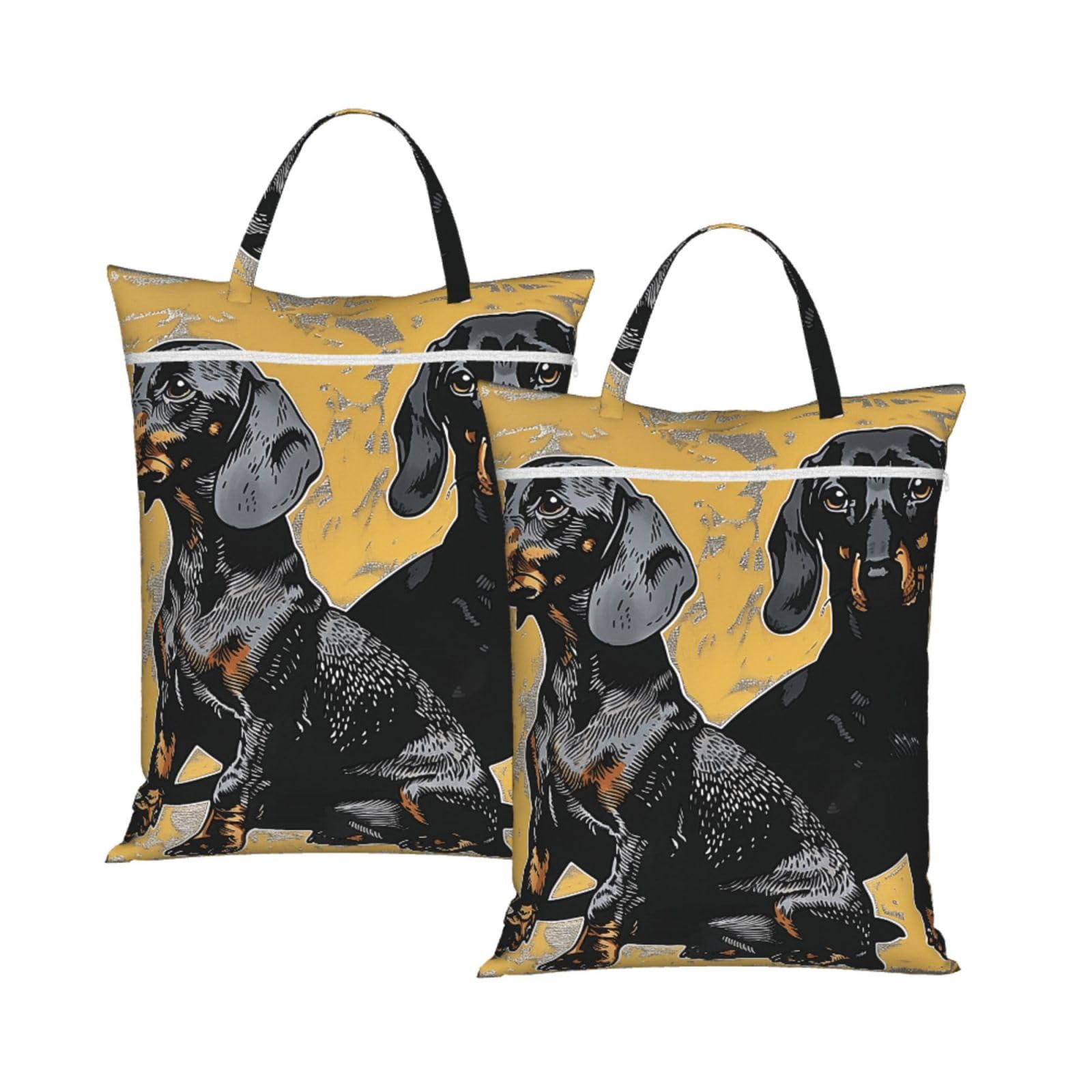 Large Travel Laundry Bags,dachshund Print with Handle Foldable Laundry Bag for Holidays Gym Swimming and Family Trips, 2Pcs