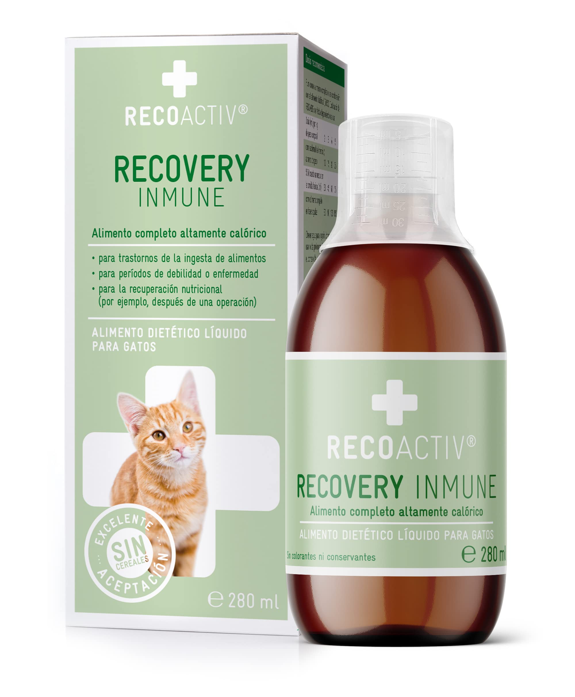 RECOACTIV Recovery Inmune para Gatos, 1 x 280 ml, alimento dietético Completo de Alto Contenido calórico para la desnutrición y la convalecencia y para el Aumento de Peso