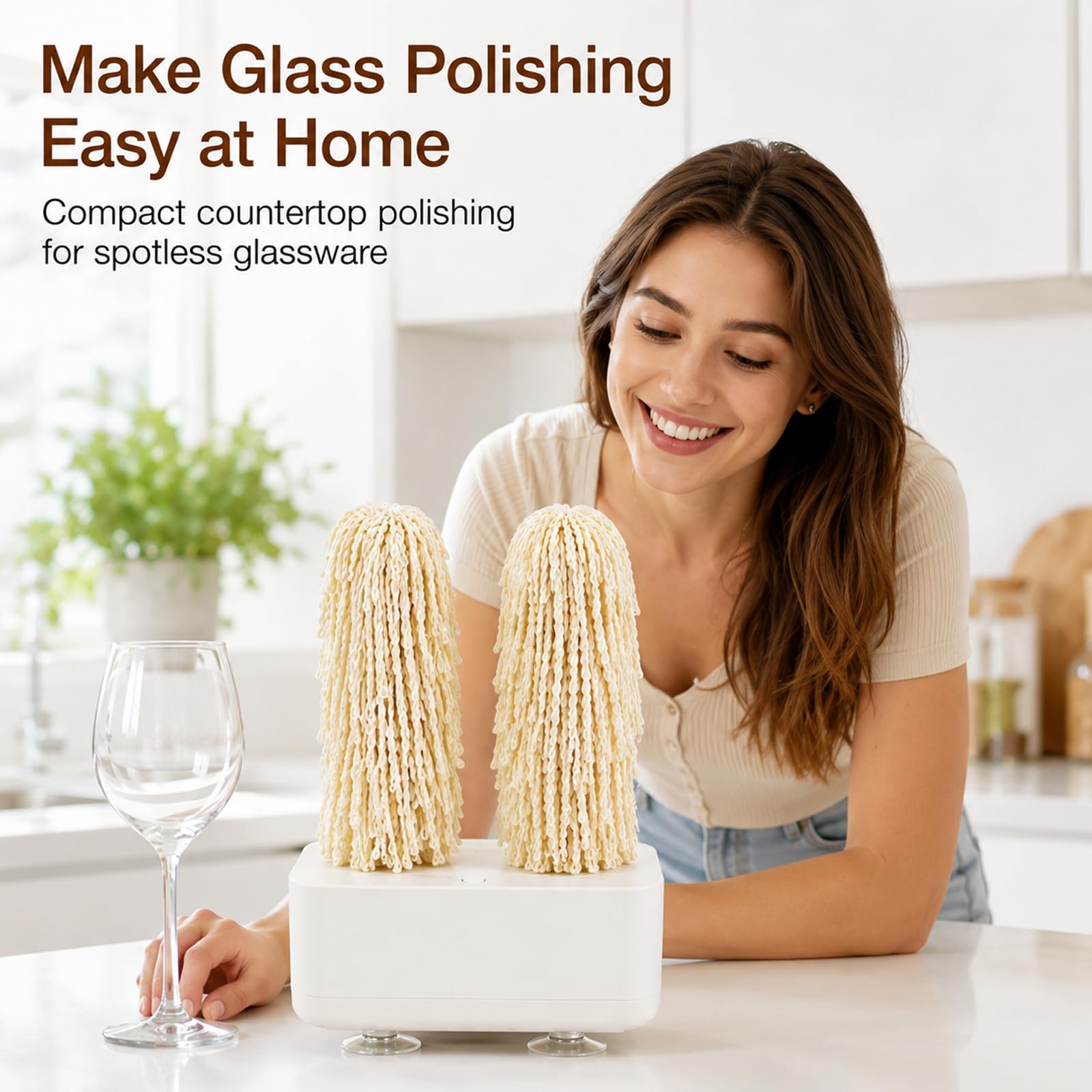 Polisseuse Électrique, Machine Automatique pour Verres à Vin | Deux Brosses Rotatives en Microfibre et Séchage Rapide à 600 tr/min pour Maison, Bars, Restaurants et Hôtels(black)