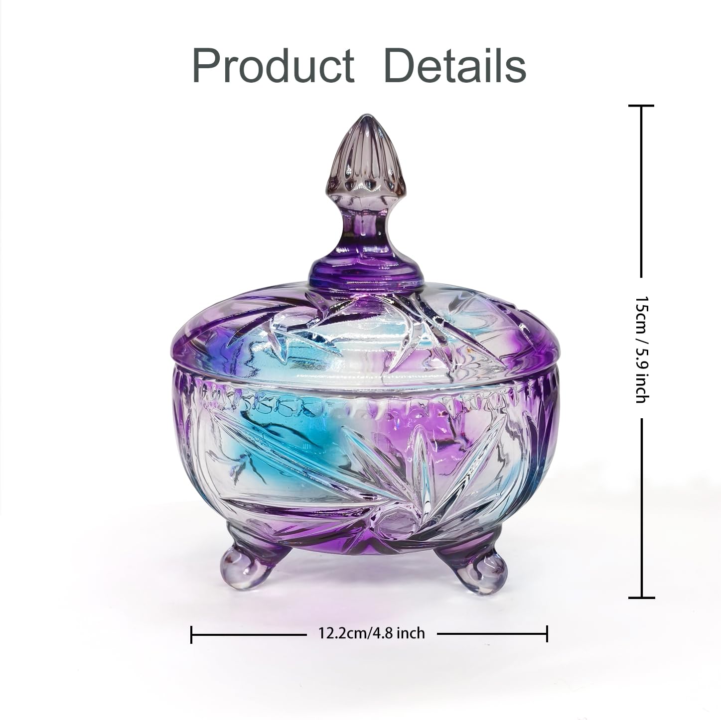 Amazon.com | LWXPAIYY Multicolor Glass Candy Dish with Non