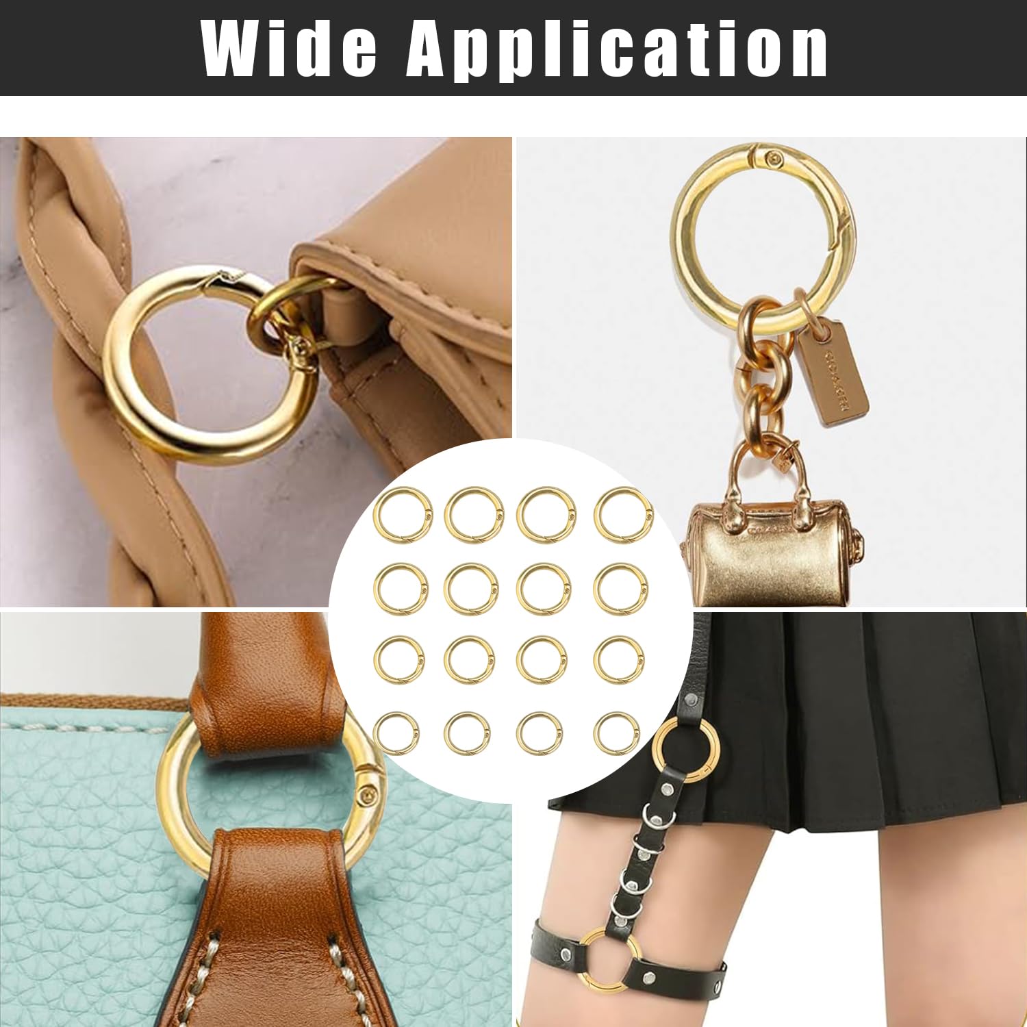 10 pezzi di metallo molla clip a scatto O Ring portachiavi rotondo a molla fibbia 25 mm oro rotondo moschettone accessori fai da te per borse borse portachiavi artigianato