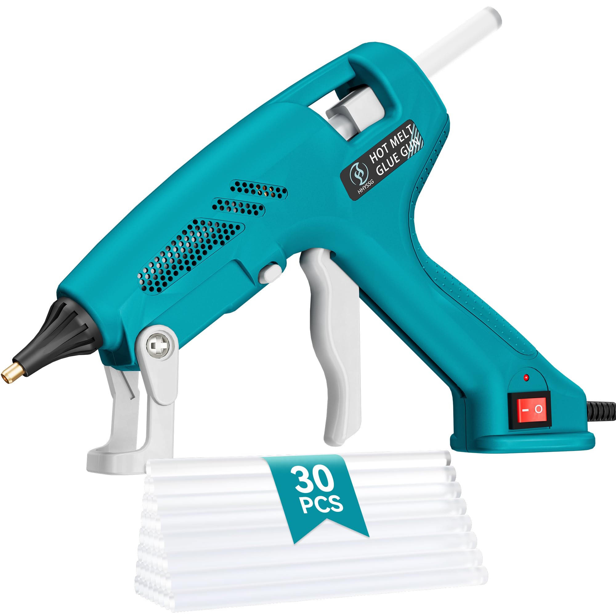 Pistola de Pegamento Caliente, 100W Profesional, Calentamiento Rápido, ON/OFF con 30pcs 11x150 mm Barra de Pegamento y Bolsa, Adecuada para Bricolaje, Uso Doméstico