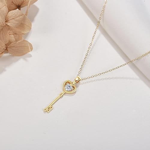 Miniatura 4 de Collar de corazón de oro macizo de 14 quilates, collar con colgante de amor, joyería de corazón, regalo para el día de San Valentín para mujeres y