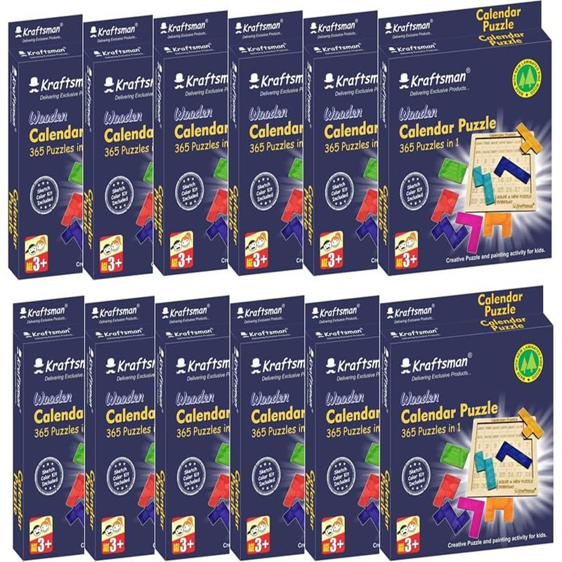 Image of Braintastic Wooden Jigsaw Puzzle Travel Board Game Learning & Creative Educational Intelligence Brain Games Sorting Puzzle Toys for Kids (Calendar Puzzle PO12)
