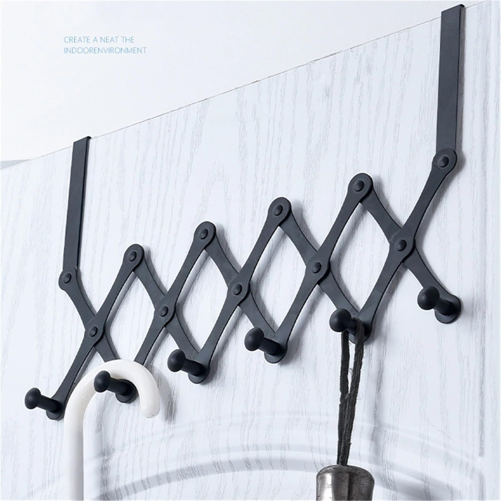Gancho De Puerta Telescópico De Acero Inoxidable, Sin Perforaciones, Puerta De Armario, Sin Rastro, Colgador De Ropa, Ganchos Traseros For Puerta De Baño (Color : Silver 6 Hooks)