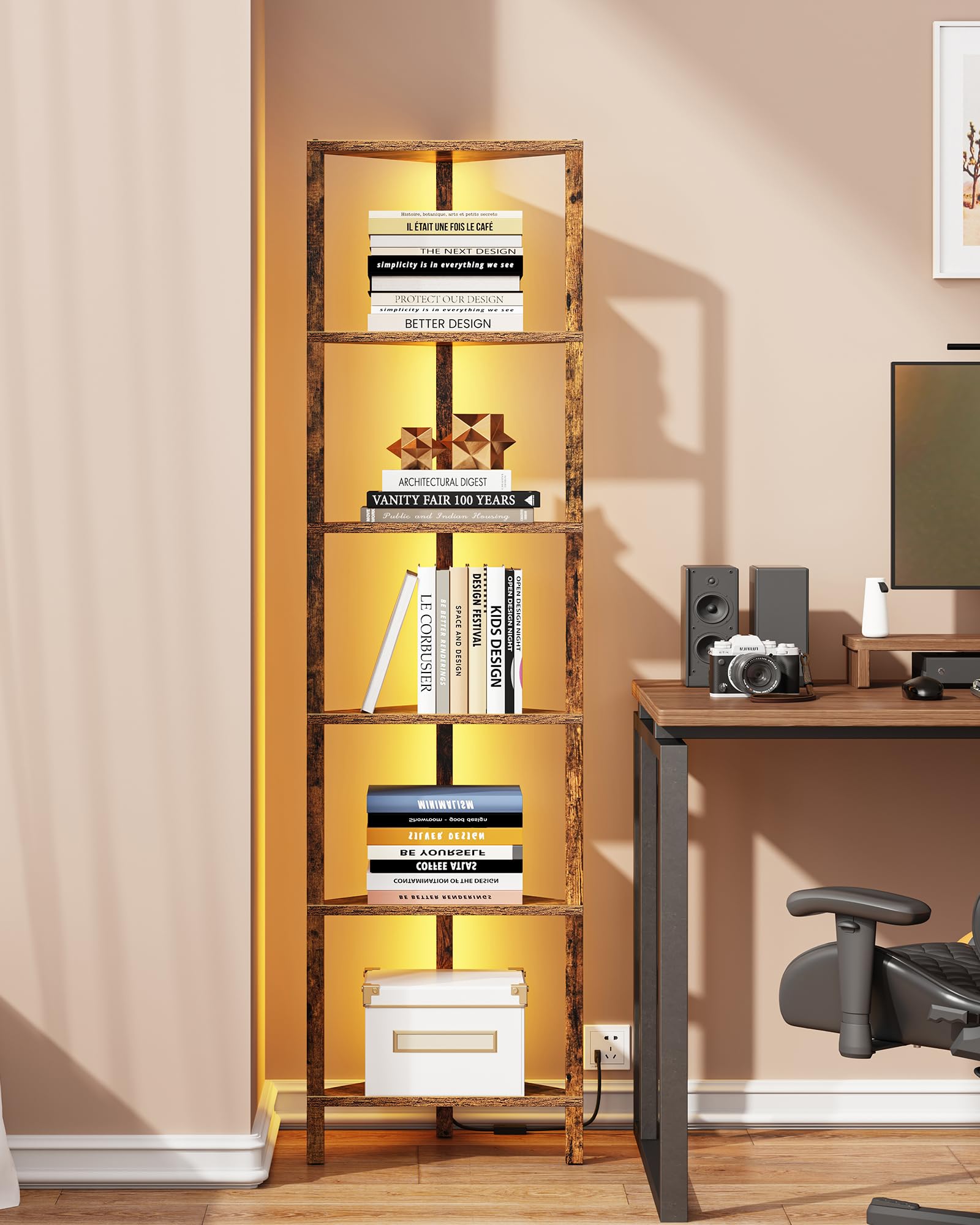 TUTOTAK LED Corner Bookshelf - Storage & Display -24