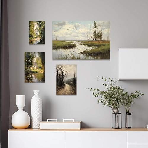 Miniatura 5 de CCWACPP Arte de pared de paisaje rural, pintura de naturaleza verde, lienzo, paisaje, obras de arte, impresión de casa de campo, decoración de