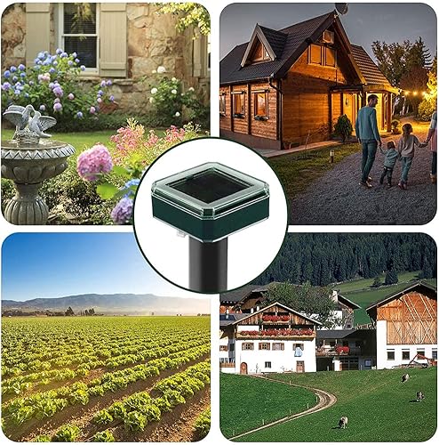 Miniatura 7 de Repelente solar ultrasónico de topos, paquete de 2 unidades de disuasión sónico alimentado al aire libre  Repelente ultrasónico impermeable de