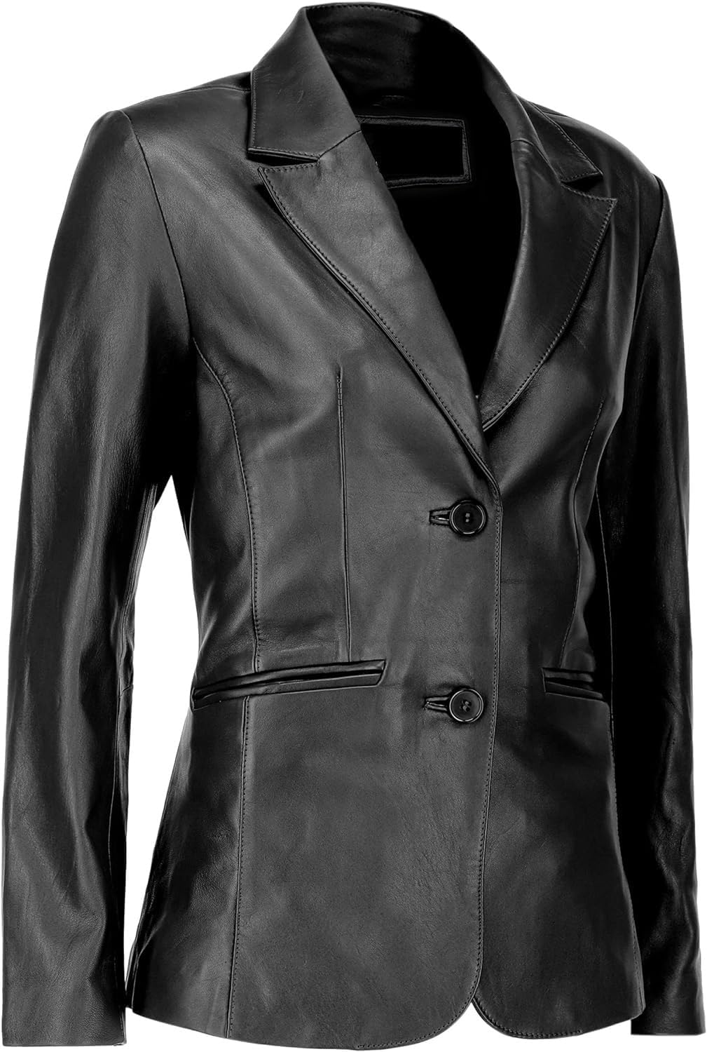Leather Blazers for Women 2-Button Lambskin Leather Blazer Women Real Lambskin Leather Women Blazer Business Coat - Image 2