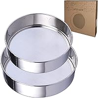 PUHETO Stainless Steel Fine Mesh Flour Sifters for Baking - 8" 40 Mesh & 6" 60 Mesh, 2 Pack Stackable Round Sieves