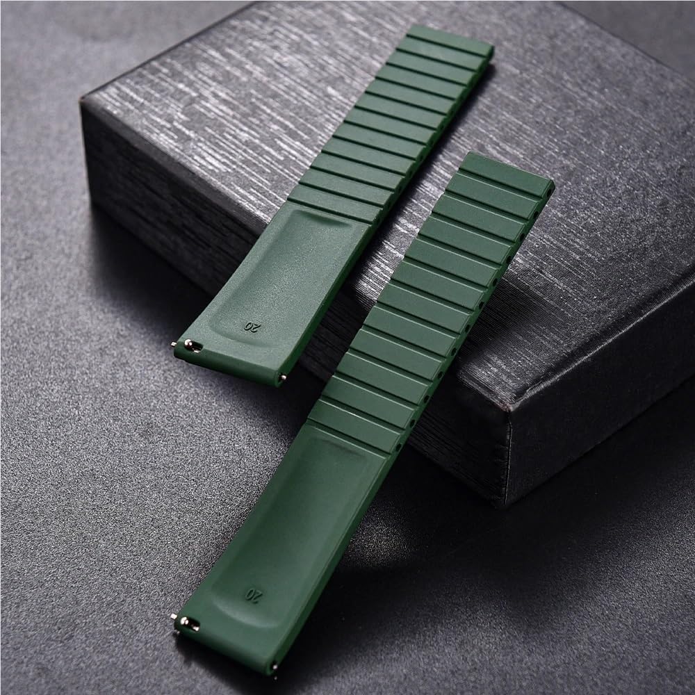 Bracelet de montre à boucle papillon à dégagement rapide en caoutchouc FKM 19-22 mm, découpé à la taille