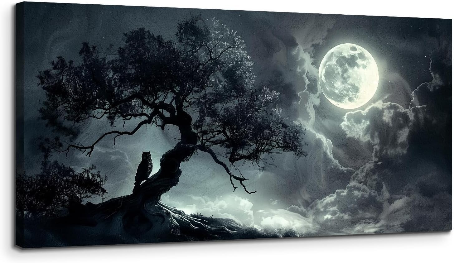 lianyibo Large Wall Art for Living Room, Dark Landscape Canvas Prints Paintings, Moonlit Night Pictures Wall Decor Aesthetic(50x100cm/Senza cornice)