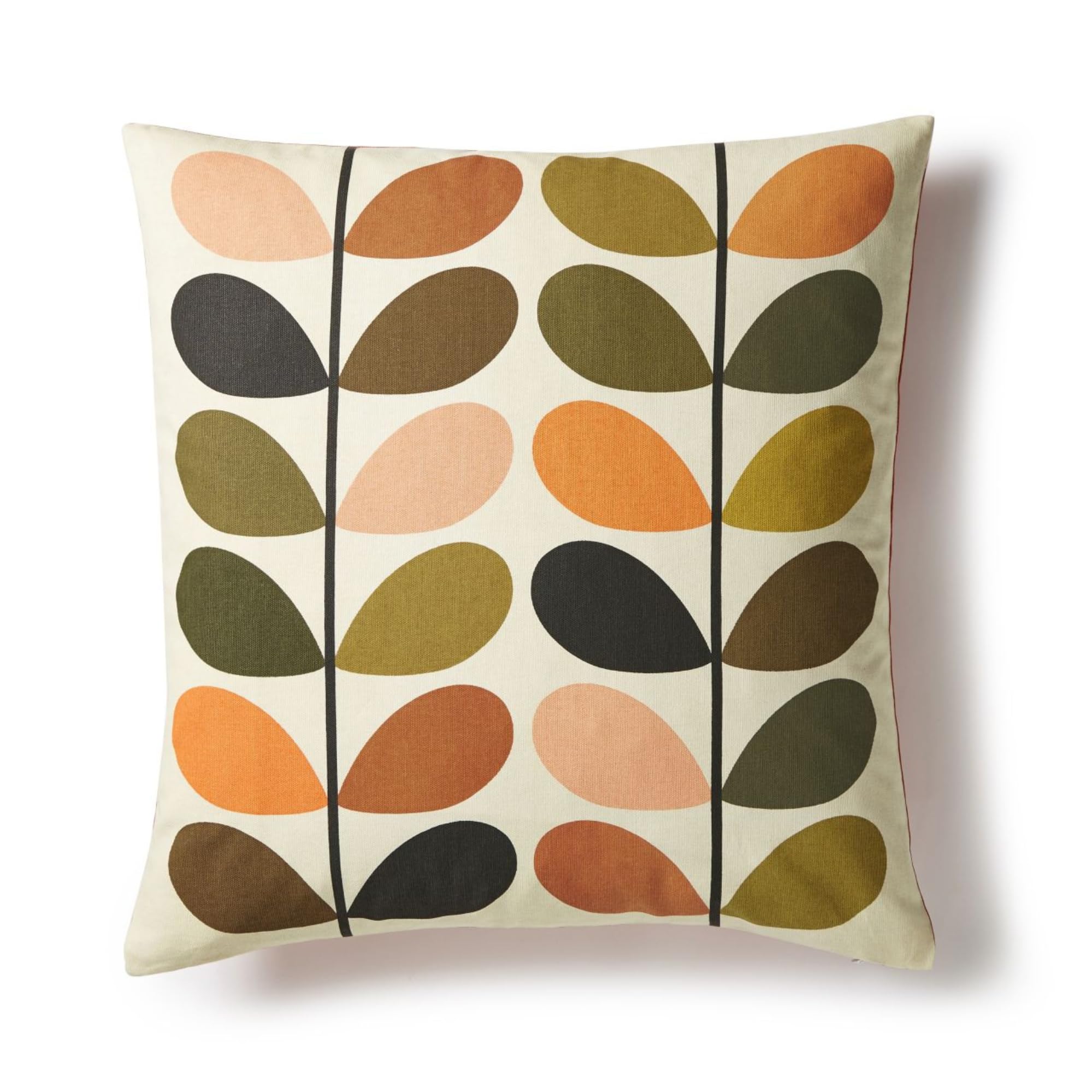 Orla Kiely Orange/Brown/Green Multi Stem Feather Cushion, Auburn 50 cm x 50 cm x 10 cm