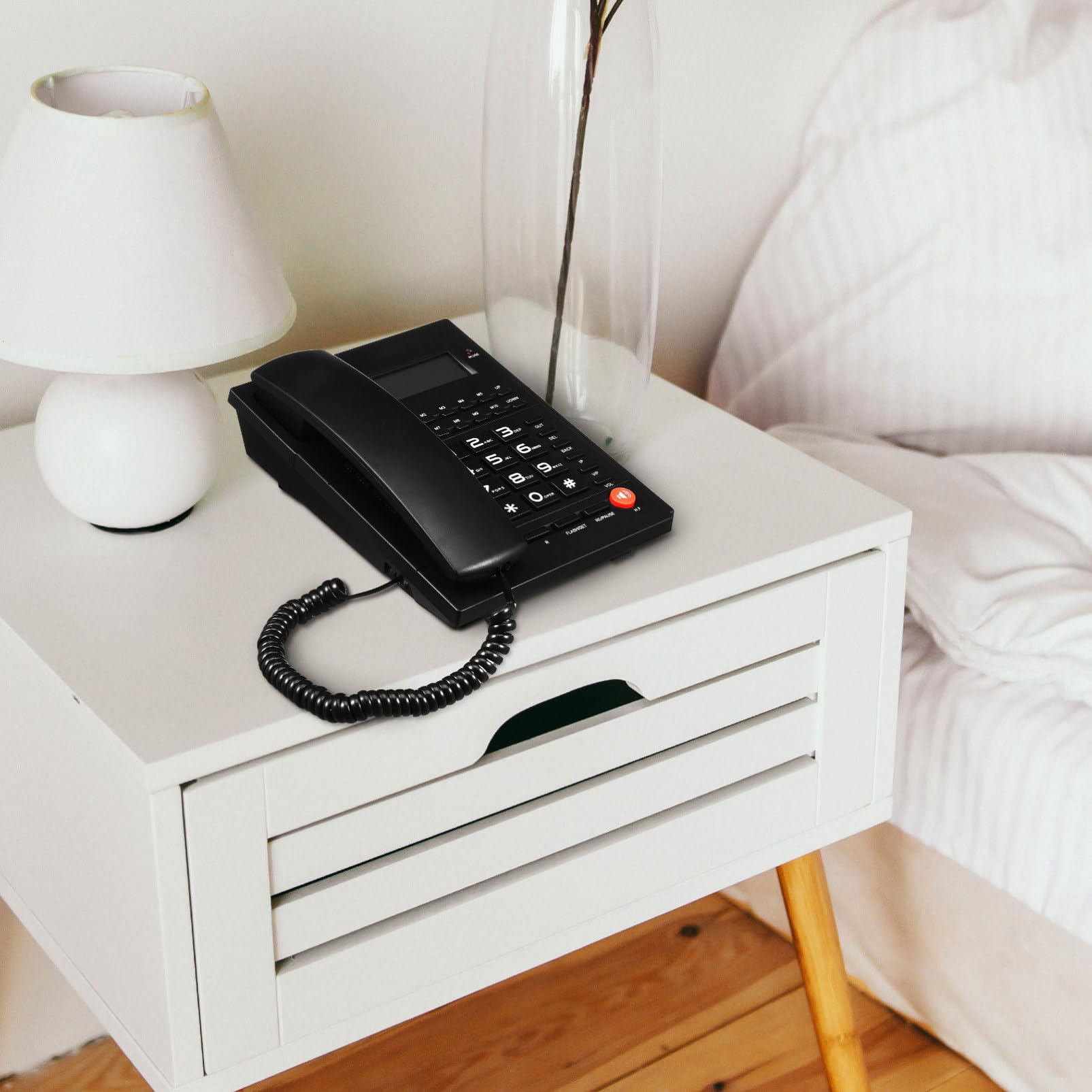 Telefono con per Anziani e Ufficio Display Chiaro Grandi Ergonomici Multiple e Controllo Volume Regolabile per Casa e Hotel