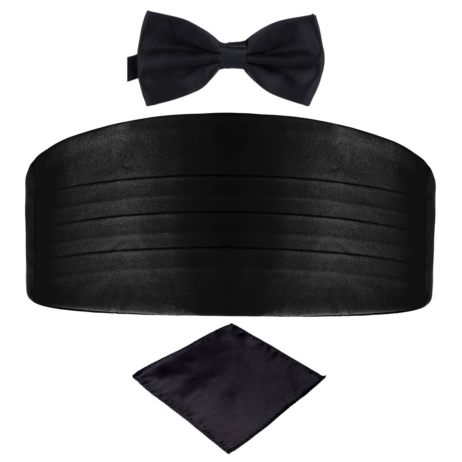 DonDon set di 3 pezzi da uomo, contenente fascia da smoking, papillon e fazzoletto da taschino, tutti dello stesso colore per occasioni festive