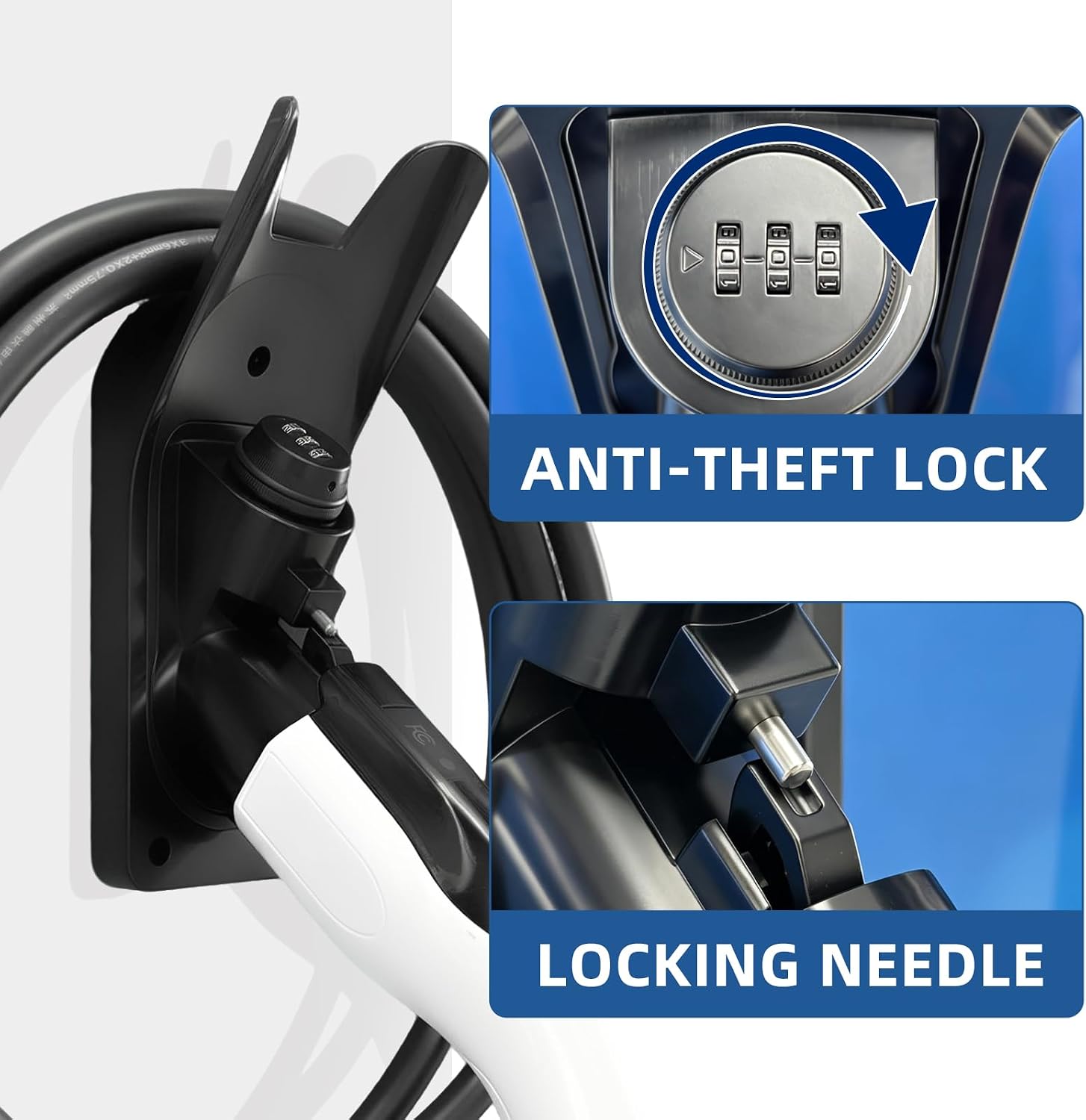 J1772 Holder EV Charger Lock Wall Mount Nozzle Holster Dock