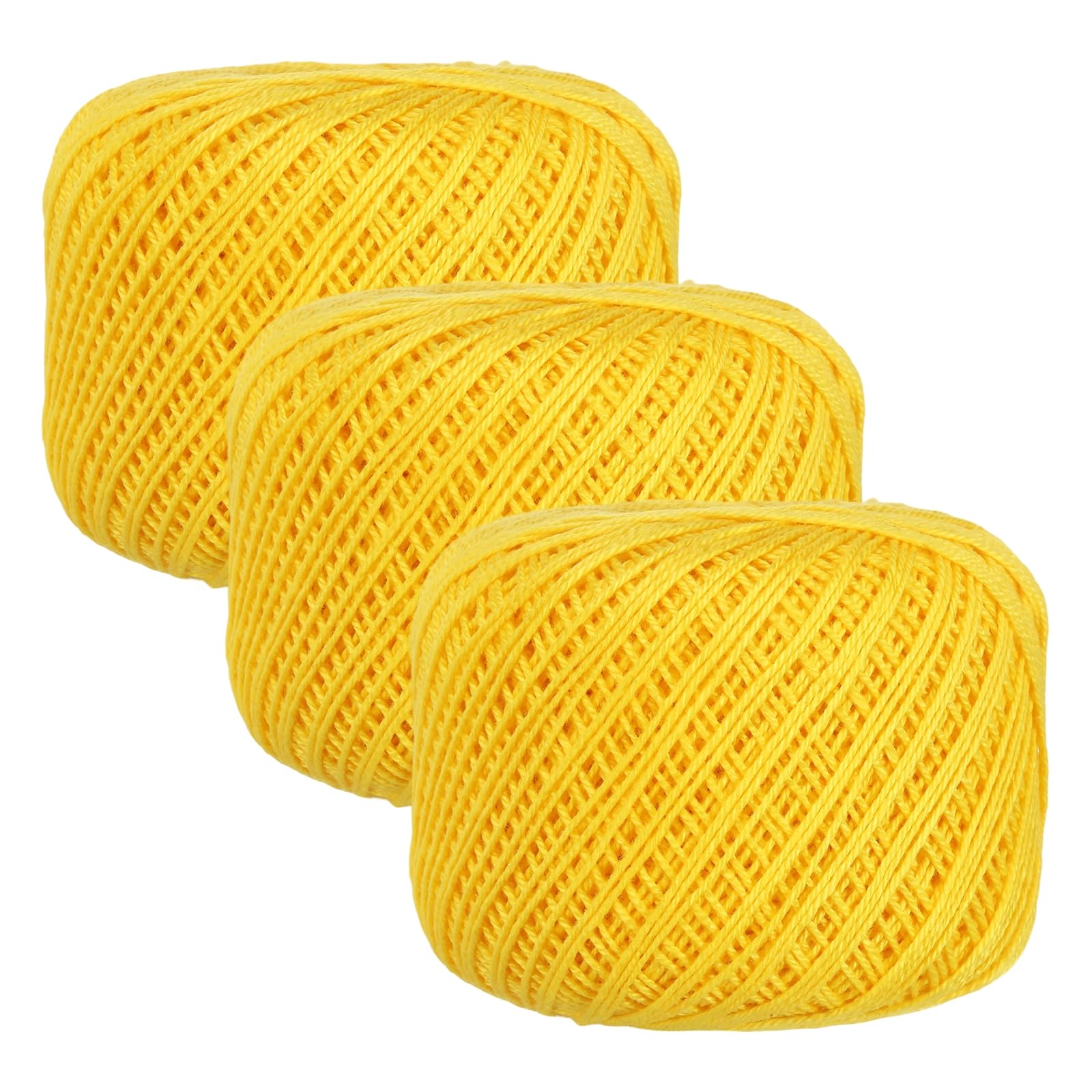 sourcing map 3 Rolls 164 Yards Size 3 Yellow Pearl Cotton Crochet Thread