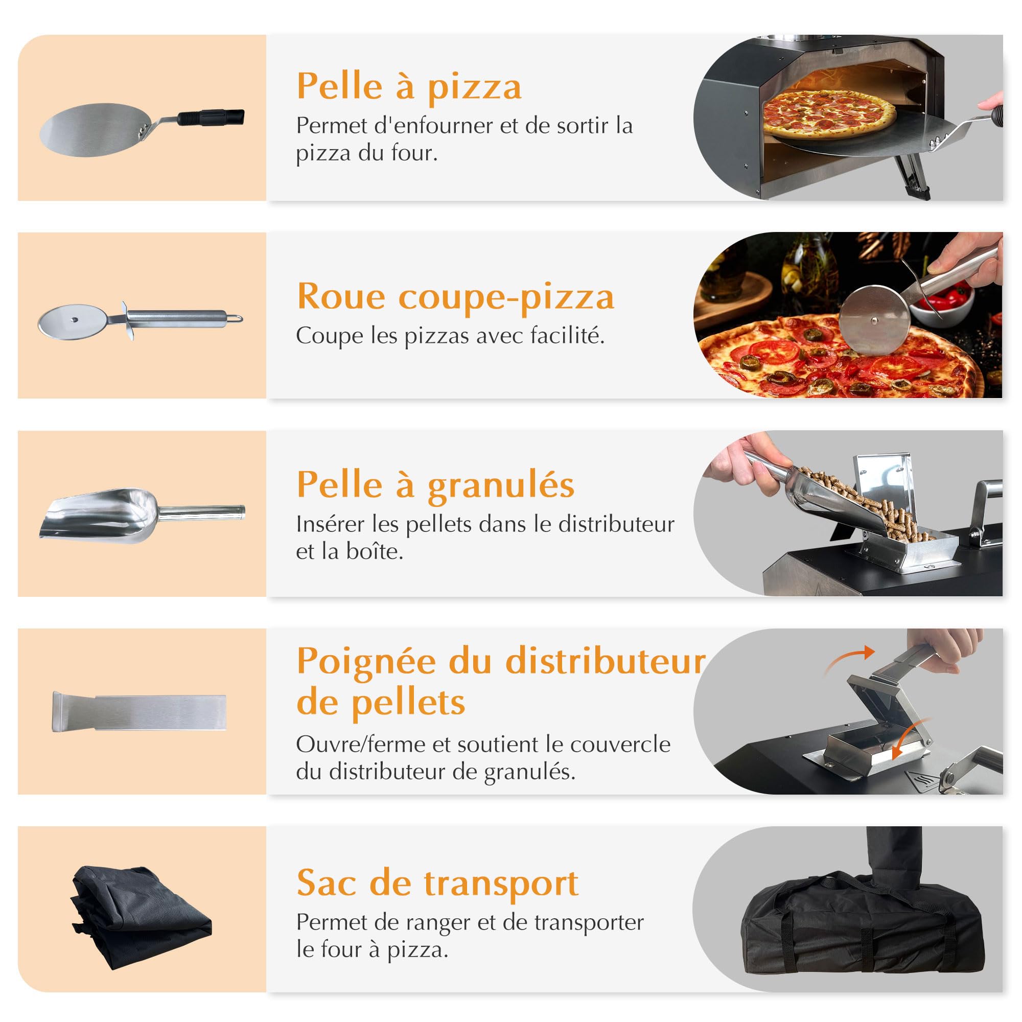 Four a Pizzas extérieurs à bois: KitchenBoss aciers inoxydables portable grille pizza avec pierre tournante de jardin avec granulés Combustible approprié : granulés, Charbon et briquettes