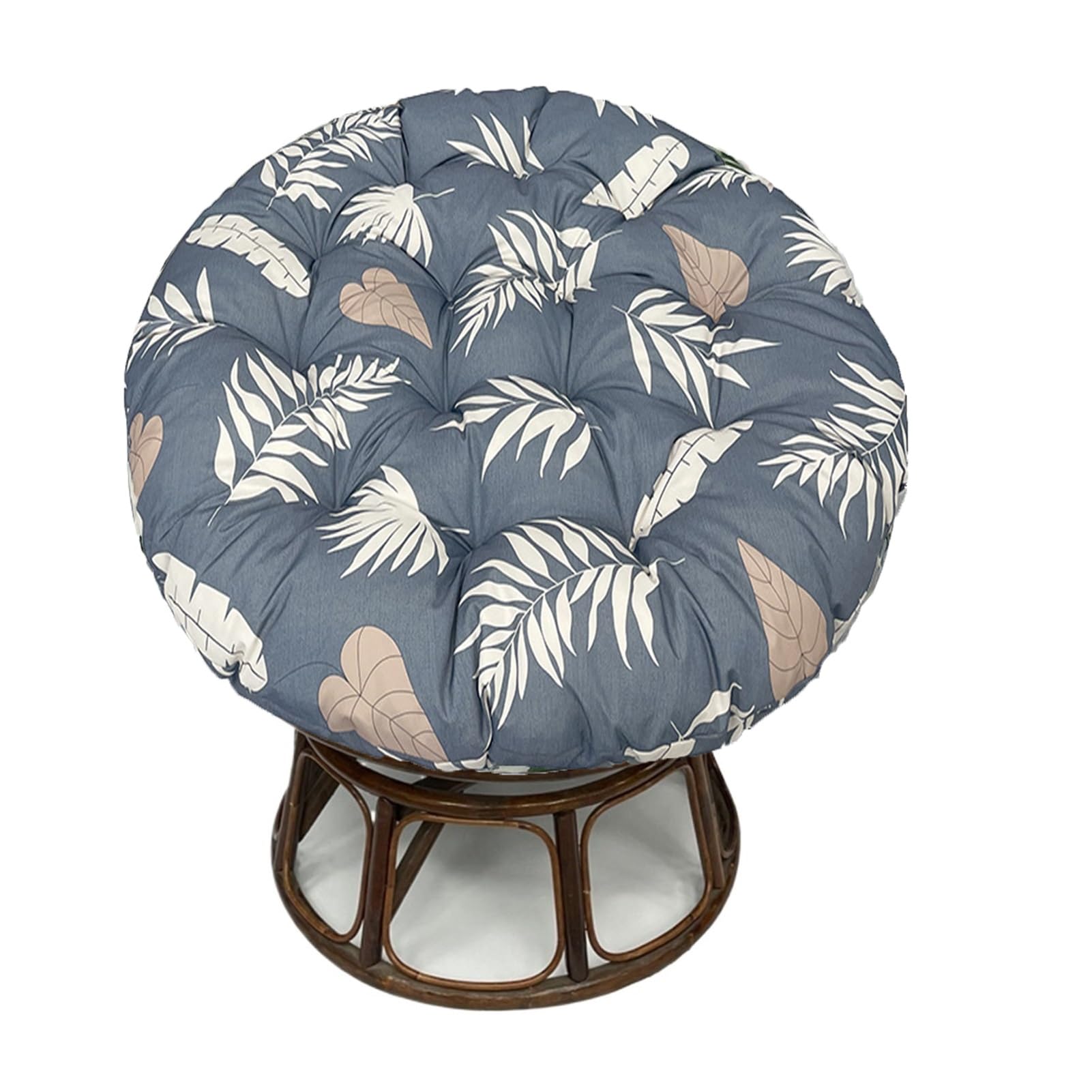 Cojín redondo resistente al agua para silla de huevo para colgar silla de huevo, 48 x 48 pulgadas, asiento de jardín, estampado de hojas, comodidad al aire libre
