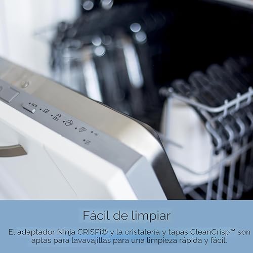 Miniatura 14 de Ninja Crispi - Sistema de freidora de aire portátil de vidrio 4 en 1, recipientes de vidrio de 4QT y 6 tazas con tapas de almacenamiento, comidas