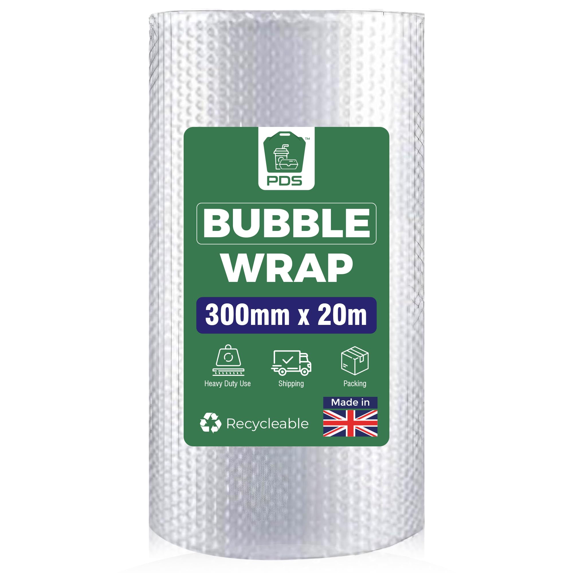 Pds Clear 3 Roll 300Mm X 20M Large Bubble Wrap Roll - Small Air Bubbles Packaging For House Moving & Packing Storage Boxes