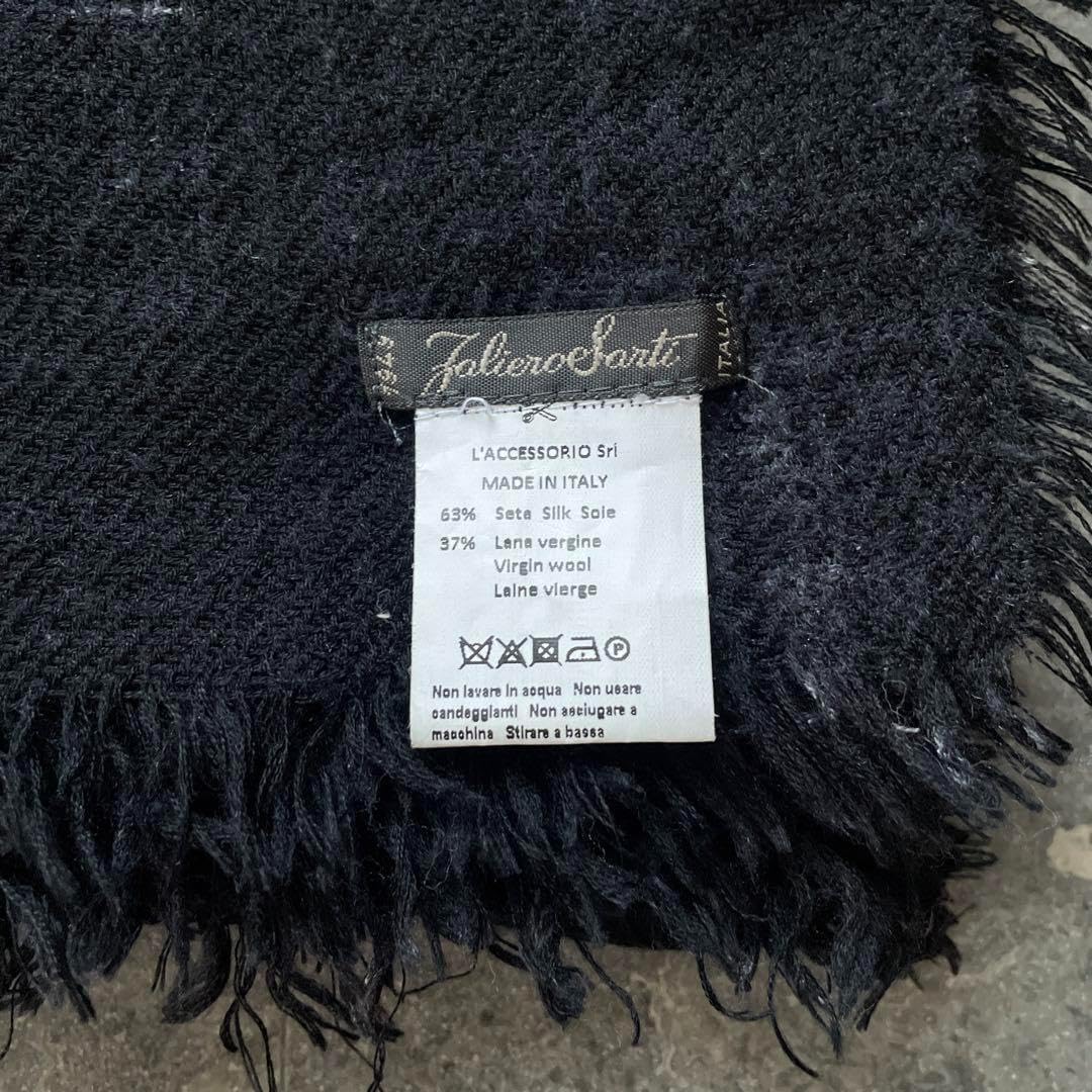 ファリエロサルティ FALIEROSARTI 大判 千鳥格子 ストール 黒 6