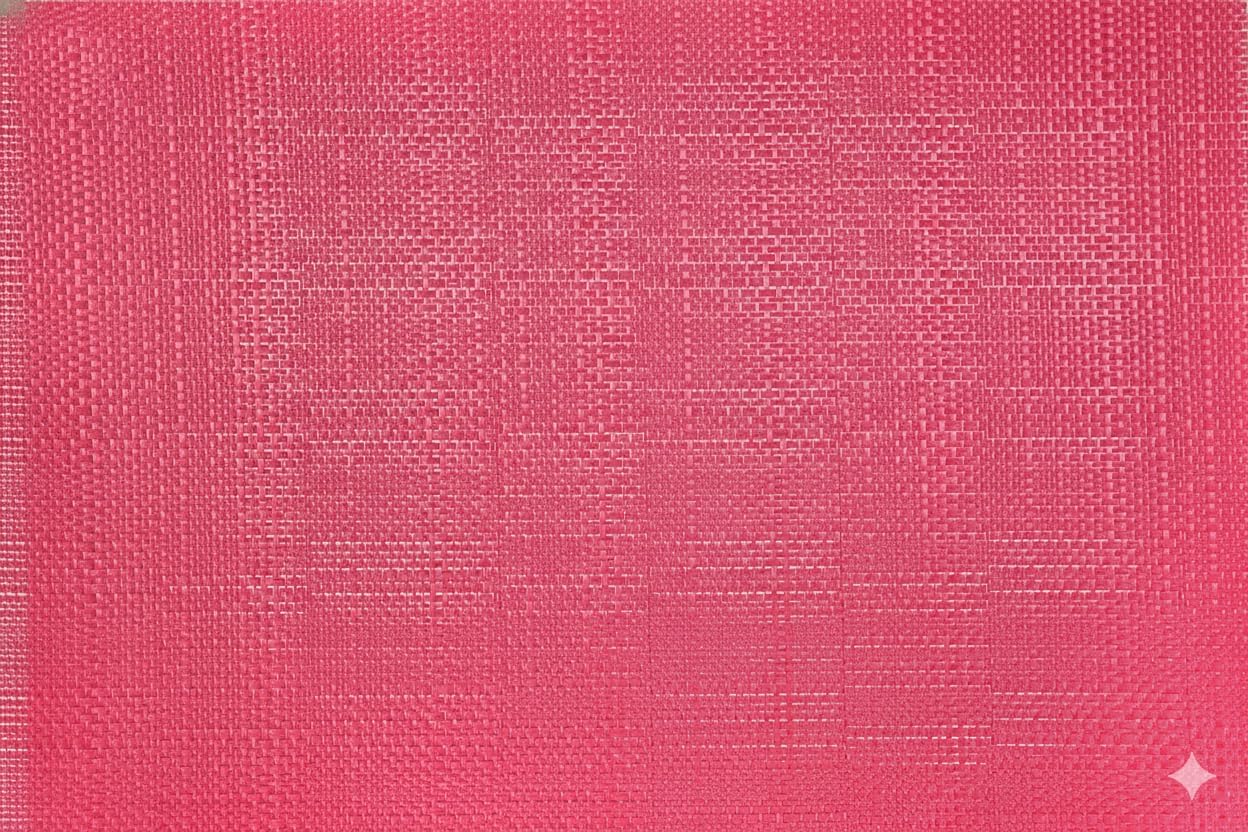 Harman Trace Basketweave Vinyl Placemats - Decorative Easy-Clean Table Mats for Dinner, Birthdays, Parties, Celebrations -19''W x 13''L, Set of 2 - Raspberry