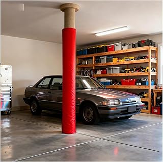YLLFFLL 7feet Tall Round Parking Garage Pole Padding Wrap Around 5 Inches 4 3 2 8 9 10in, Inside Outdoor Post Safety Pad for Court/Carport/Gym/Playground(Red H 7 ft,Pole Dia 9 in)