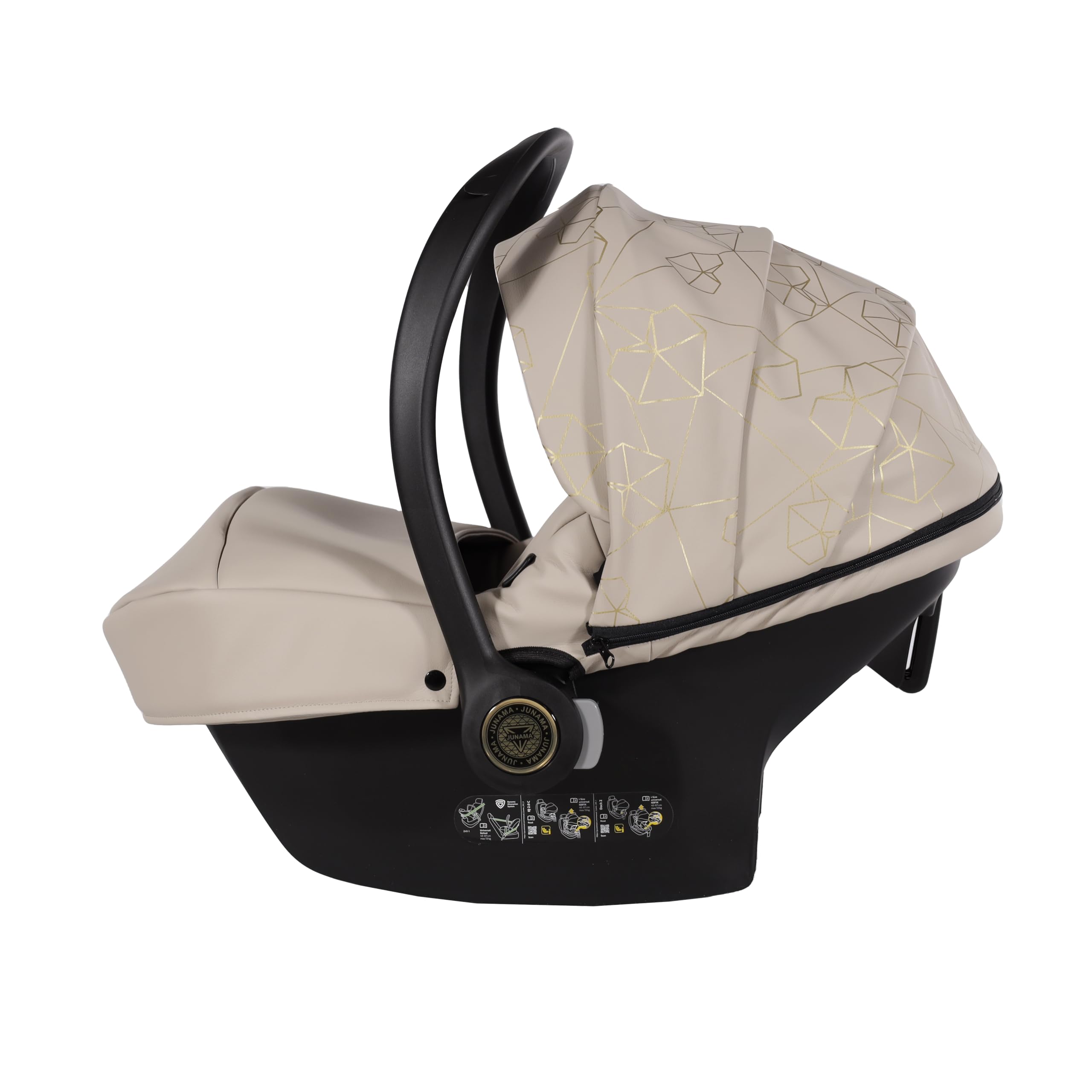 Junama Passeggino TRIO Heart 07 Beige e Oro - 2in1 3in1 4in1 + ombrellino (4 in 1 Base ISOFIX)
