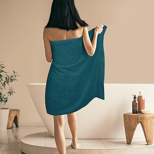 Vista 139 de GLAMBURG Juego de 6 toallas de 100% algodón ultra suave, contiene 2 toallas de baño de 28 x 55 pulgadas, 2 toallas de mano de 16 x 24 pulgadas y 2