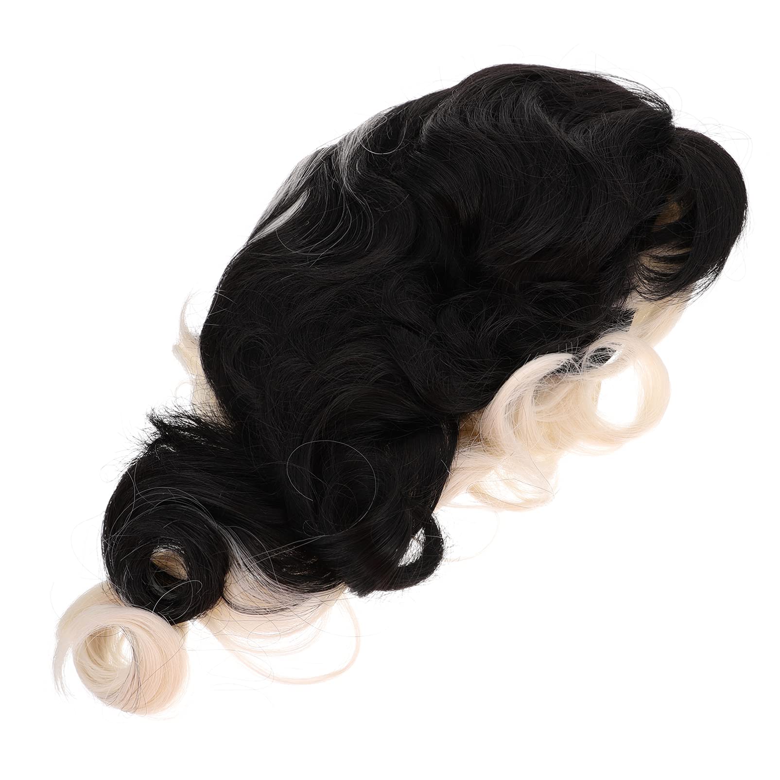 TOYANDONA Half Black Half White Wig Short Curly Wavy Wigs Lolita Gothic Halloween Wigs Synthetic Hair Wig for Cosplay Party or Daily Use