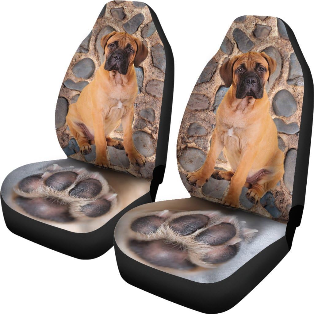 Bullmastiff Dog with Paw Print Car Seat Covers