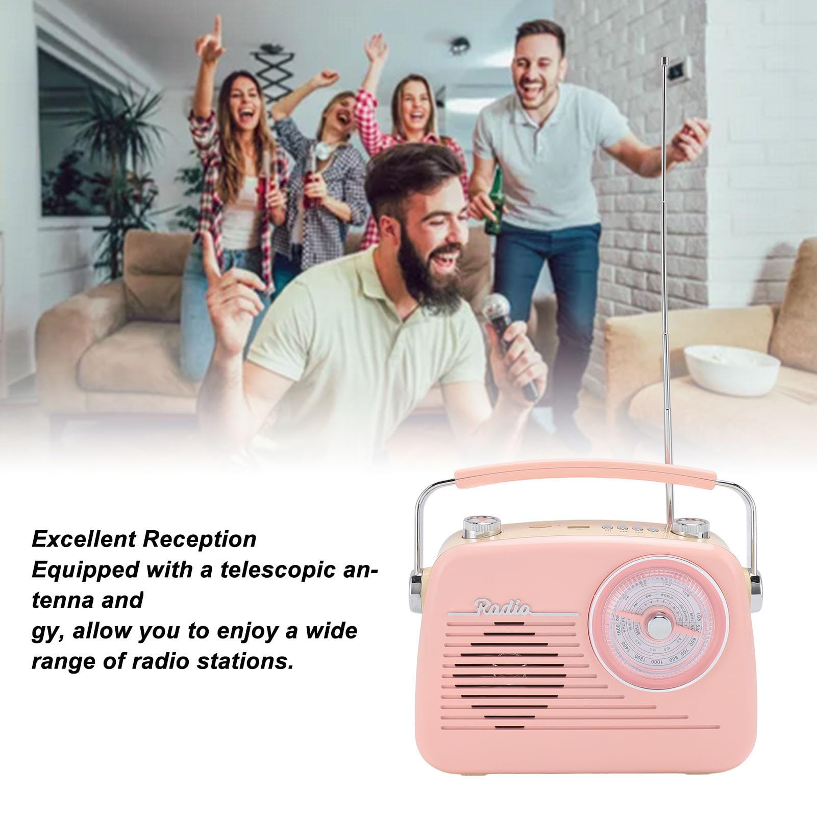 Multi Band AM FM SW Radio, 1200mAh Battery Operated Radio with Bluetooth Speaker, Portable Shortwave Radio Support USB & Card Playback, Best Reception for Home Kitchen