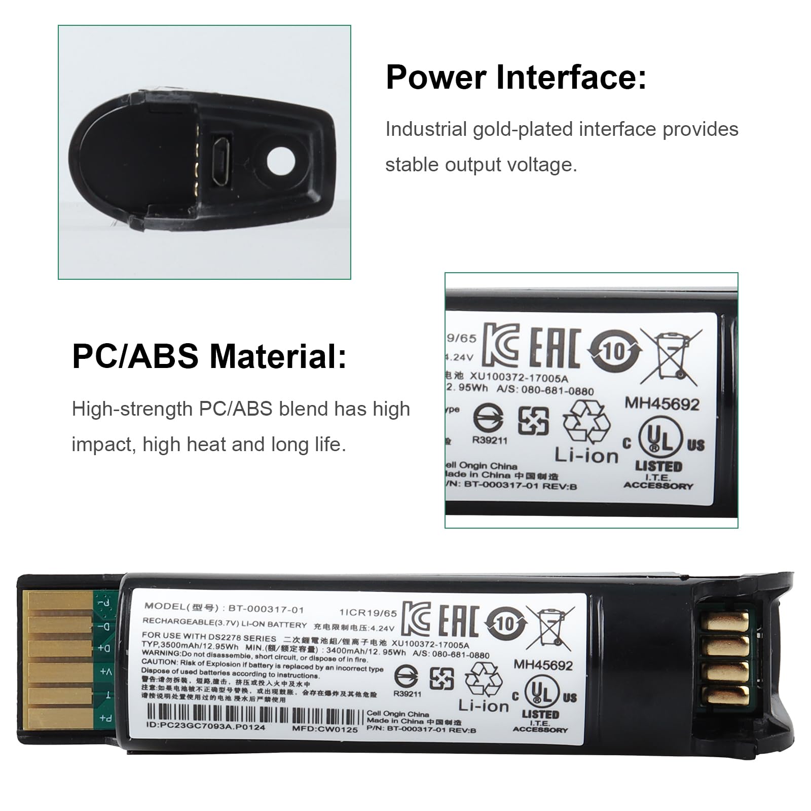3400mAh Batterie für Zebra DS22, DS2208, DS2278, DS2278-HC, DS2278SR, CR2278, CR2278-PC-Scanner, BT-000317-01 Scanner Batterie 12.95V