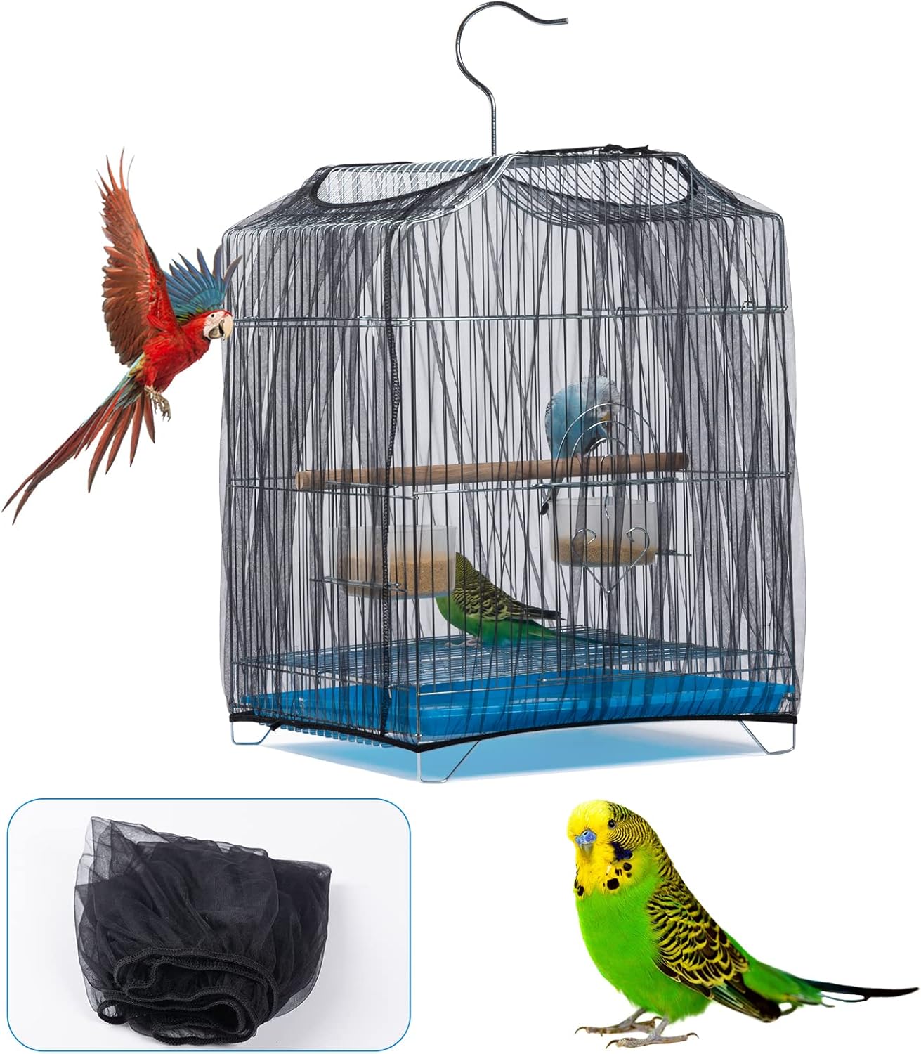 capuca Bird Cage Cover Seed Catcher Birdcage Nylon Mesh