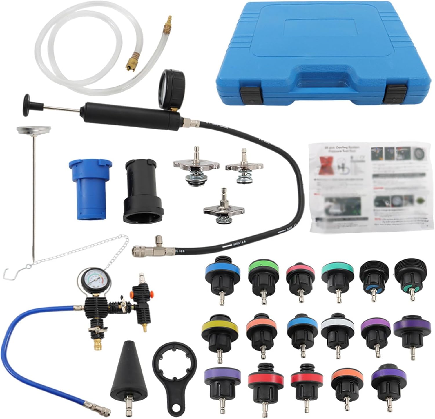 28-Pcs Universal Radiator Pressure Tester Coolant Pressure Tester Kit with Suitcase