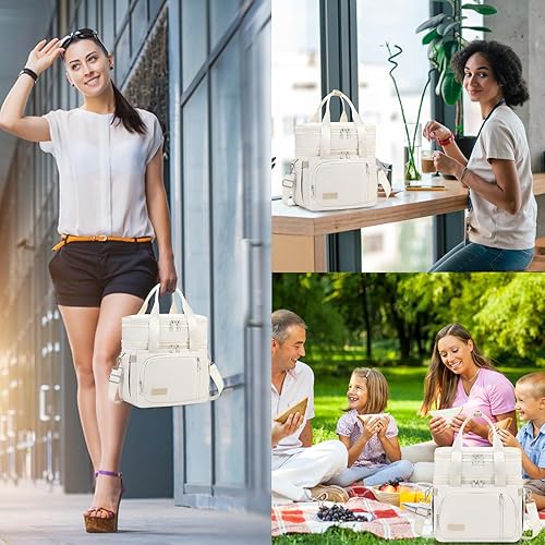 Miniatura 6 de Lonchera para hombres y mujeres, bolsa de almuerzo aislada de doble cubierta, enfriador grande a prueba de fugas, bolsas de almuerzo de doble