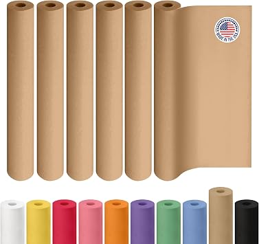 Brown Paper Roll 36" x 1800" 150 feet, Pack of 6 - USA-Made Brown Packing Paper 50lb Thickness for Moving, Shipping, Crafts/Arts - 100% Recycled Natural Wrapping Material by IDL Packaging